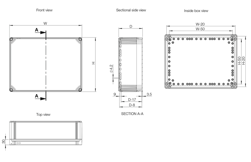 ABSBOX GREY COV 300x300x130  арт. OABP303013GE  купить у официального дистрибьютора в Санкт-Петербурге и Москве с доставкой.