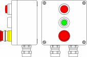 Ex пост управления из алюминия: 1Ex d e IIC T6 Gb X / Ex tb IIIB T80°C Db X / IP66: Аварийная кнопка красная, 1NC/1NO -1 шт.:Кнопка Зеленая, 1NC/1NO -1 шт: Лампа красная 20V-250V -1 шт.: С: ввод D5,5-13мм под брон. кабель Ni -2 шт. DKC арт. DKC 2201.171.19.00B  купить у официального дилера в Санкт-Петербурге и Москве с доставкой.